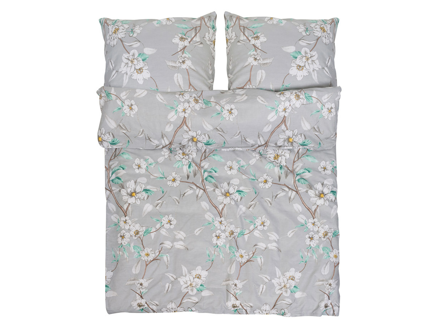 Komplet pościeli Cottonlove Kwiaty bawełna 160x200 cm   2x70x80 cm