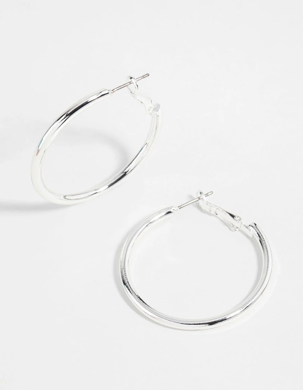 Silver Narrow Hinged Hoop Earrings