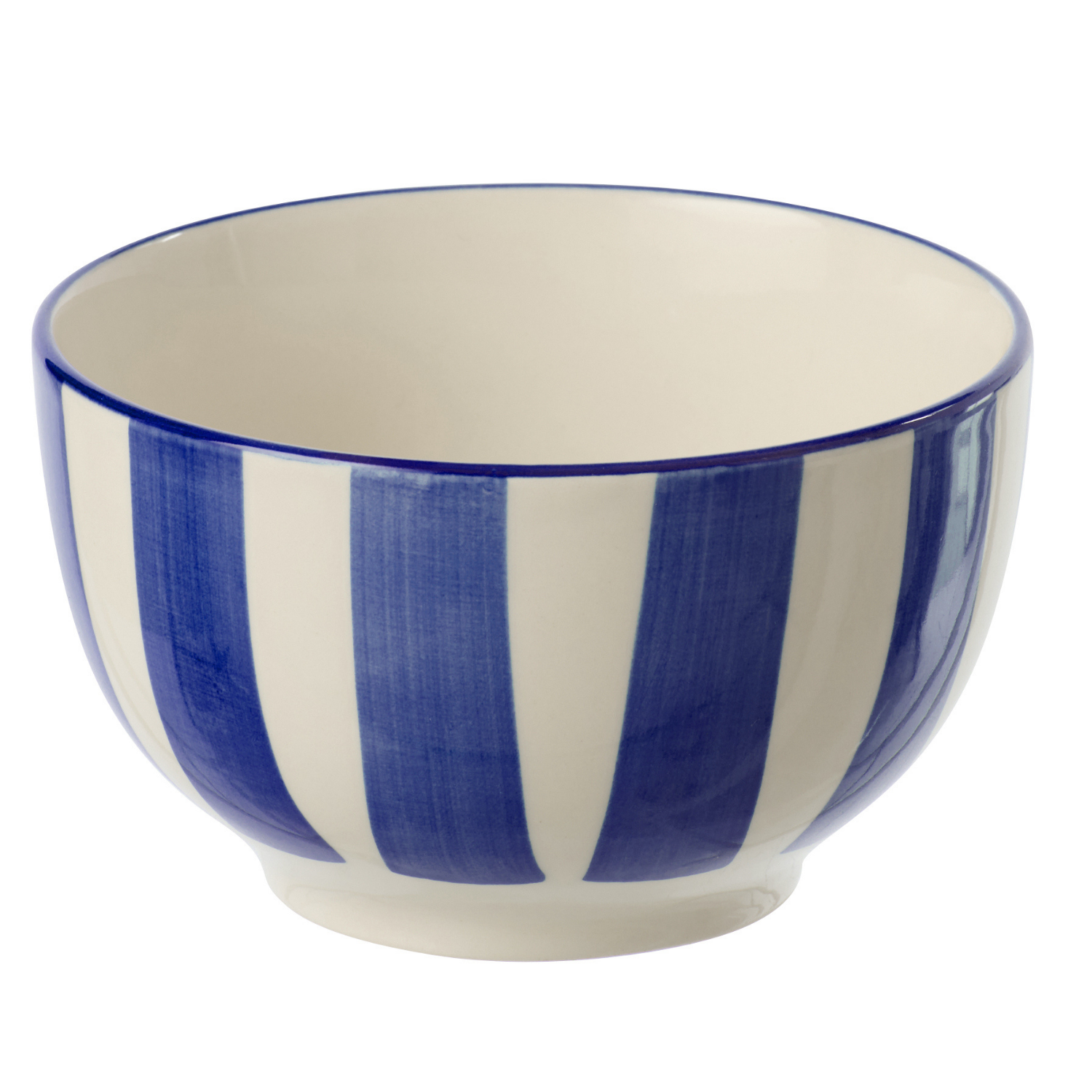 J-Line kom Gestreept - hout - wit/blauw - 6 stuks