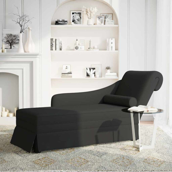 Szezlong Czarny Tapicerowany Leżanka Sofa Fotel Łóżko Aksamit