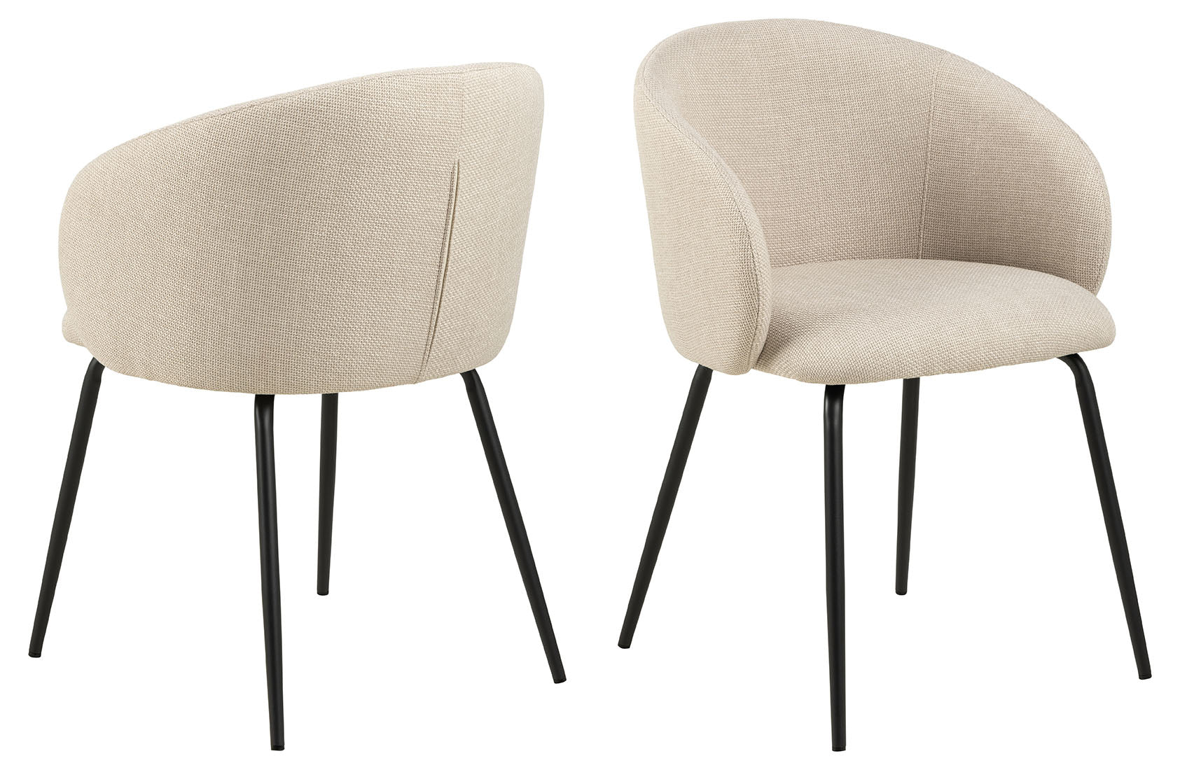 Rebellenclub Eetkamerstoel Rylin - Set van 2 - Beige