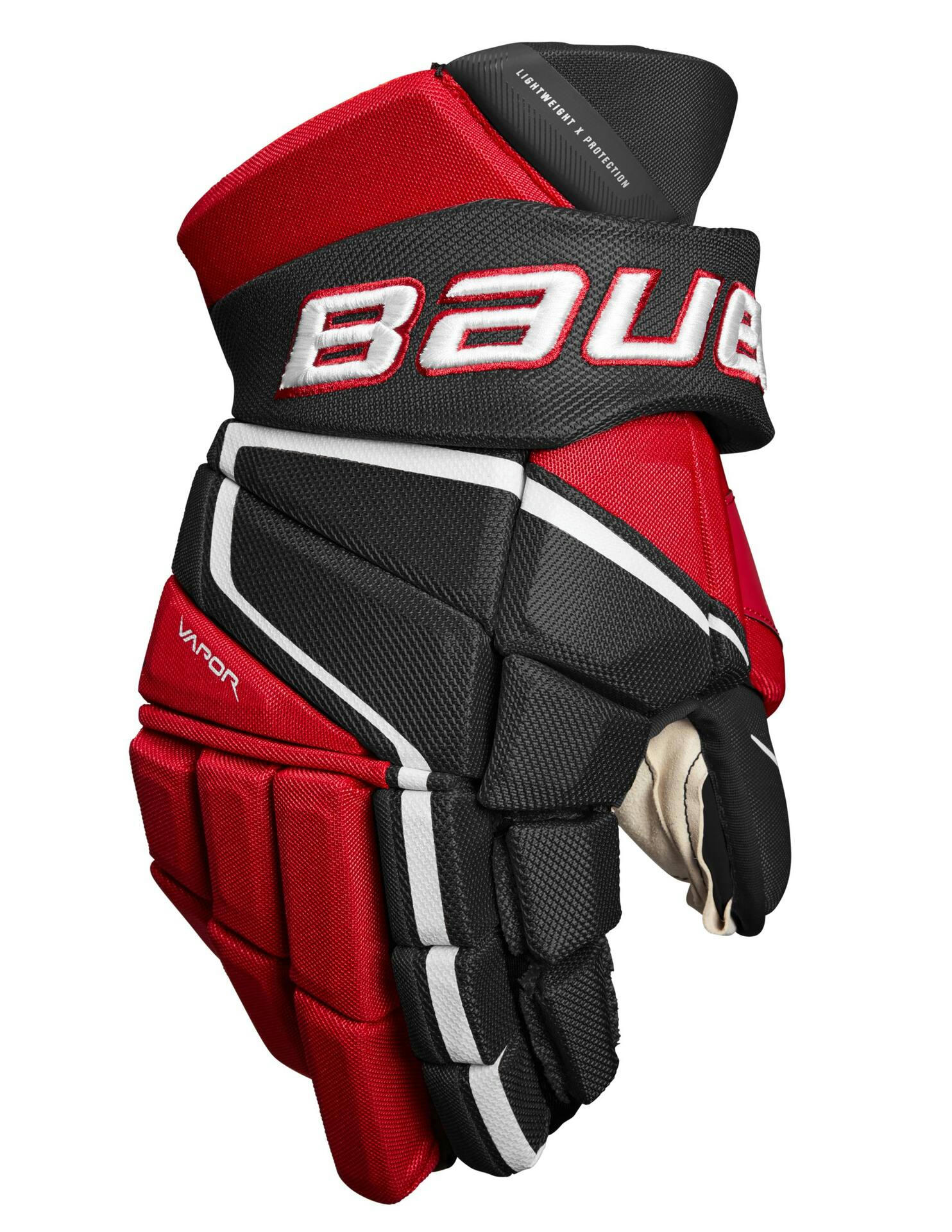 Bauer Vapor 3X Pro Hockey Gloves, Senior, Black/Red