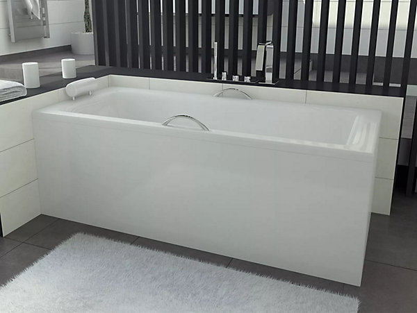 Baignoire rectangulaire 100 x 70 TALIA acrylique blanc   Habillage en polystyrène   Pieds   Vidage à chromé