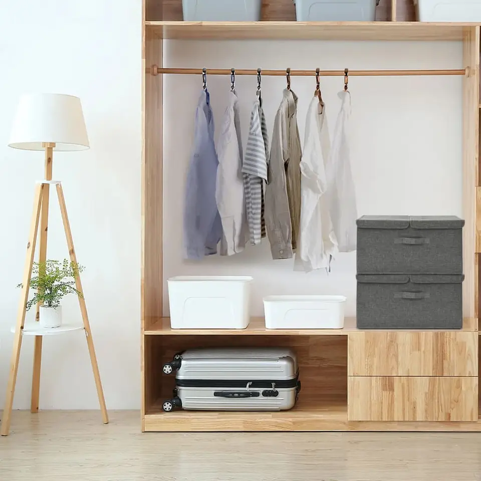 vidaXL - Opbergbox Opbergboxen - Antraciet - Stof - 2 stuks