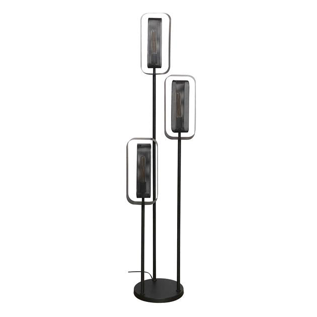 Giga Meubel Vloerlamp Rotate Mesh - Zwart Metaal - 3-Lichts - 170x42x42cm
