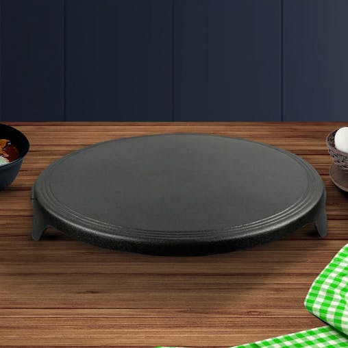 SOGA 33CM Reversible Round Cast Iron Crepes Pan Baking Cookie Pancake Pizza Bakeware