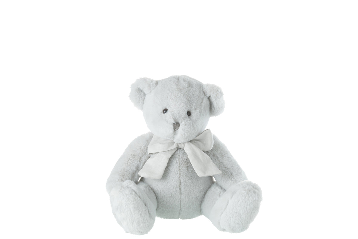J-Line knuffel Beer met Strik - polyester - grijs - small