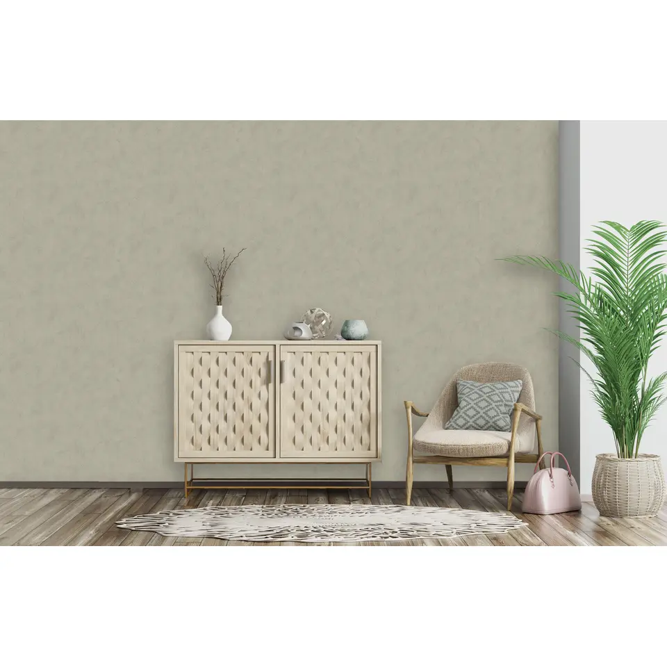 Dutch Wallcoverings - Palma uni donkerbeige - 0,53x10,05m