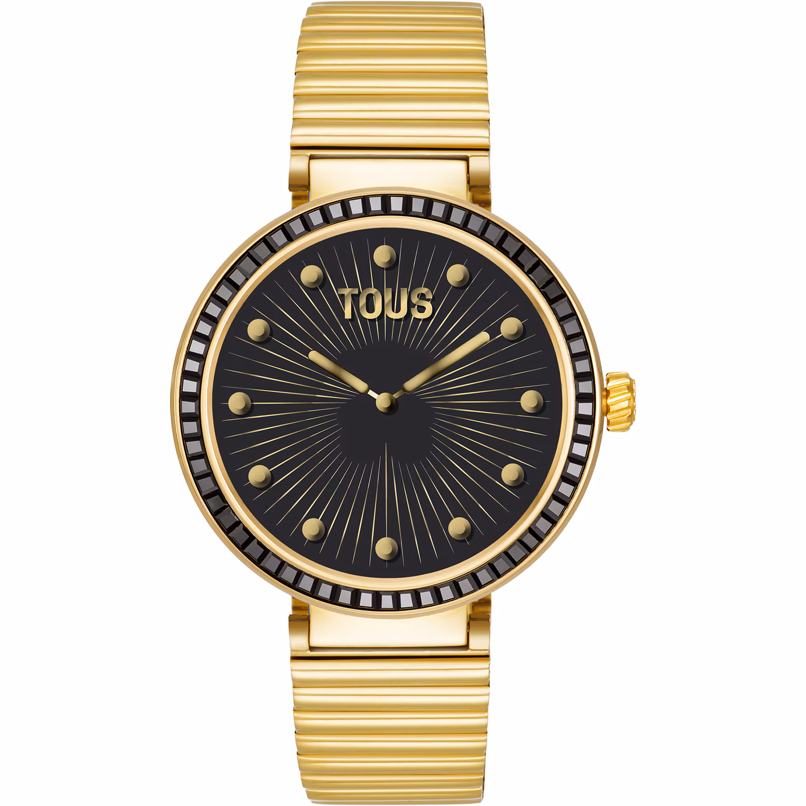 Reloj smartwatch con brazalete de acero dorado y zirconias negras S-CONNECT
