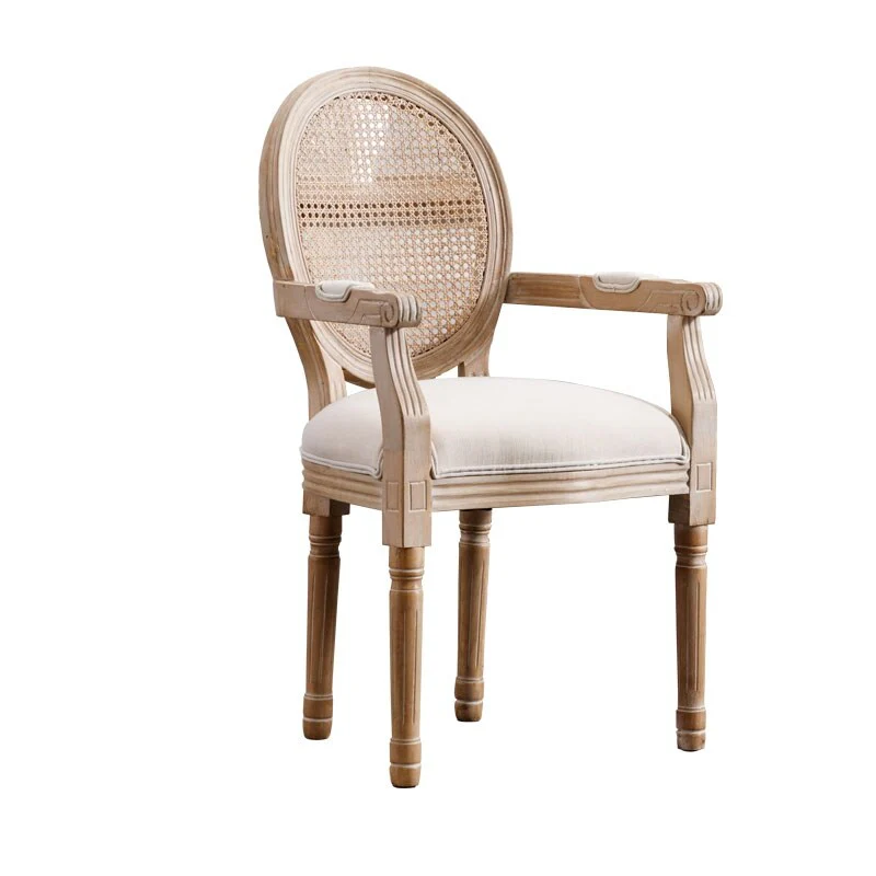Roomfitters French Vintage Armchair, Upholstered, Set of 2, Beige