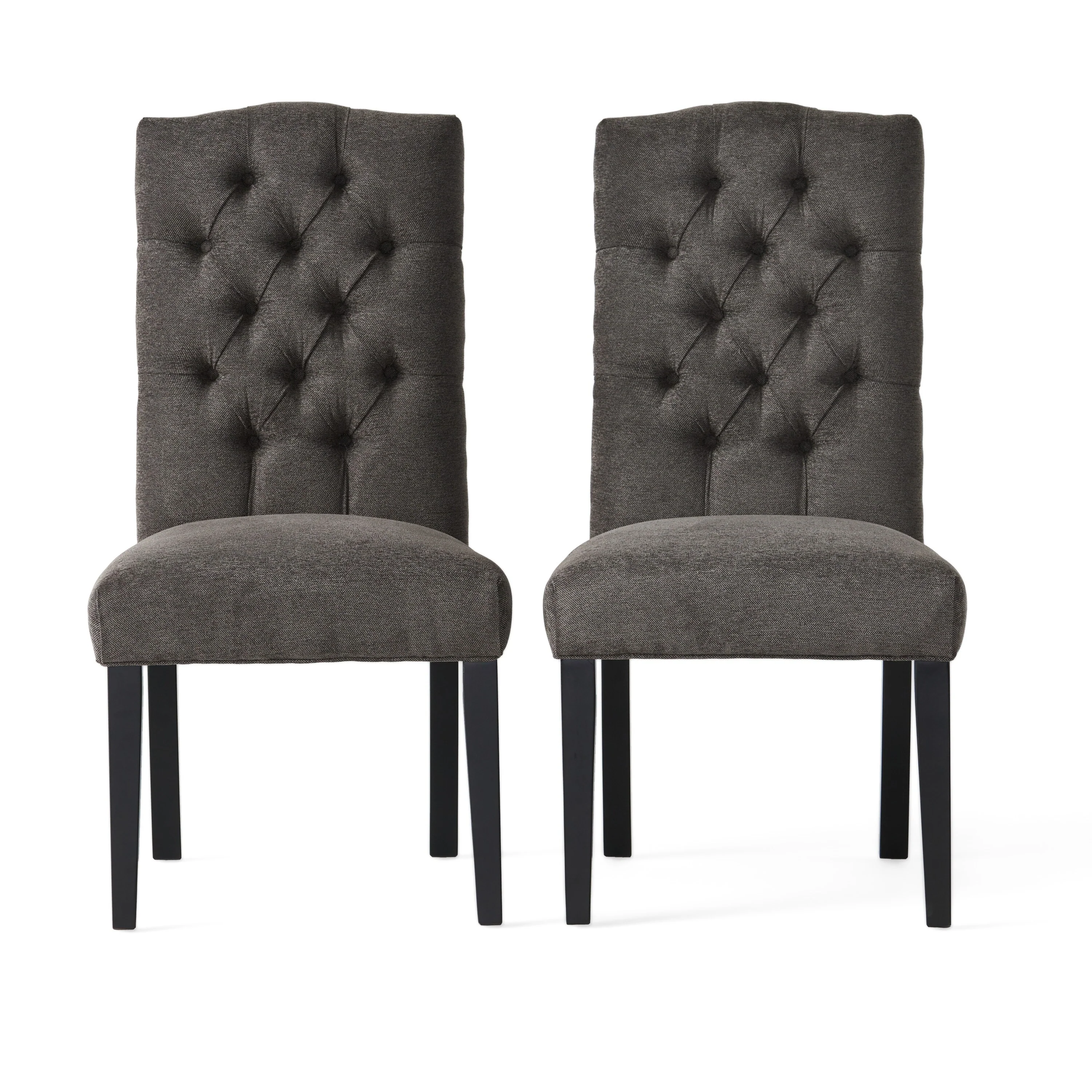 Crown Top Dark Grey Fabric Upholstered Dining Chair (Set of 2) by Christopher Knight Home
