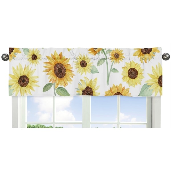 Sweet Jojo Designs Yellow Green White Boho Floral Sunflower Collection Girl 4pc Twin Comforter Set - Farmhouse Watercolor Flower