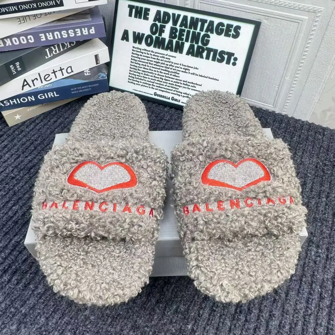 Balenciaga Fluffy Slippers