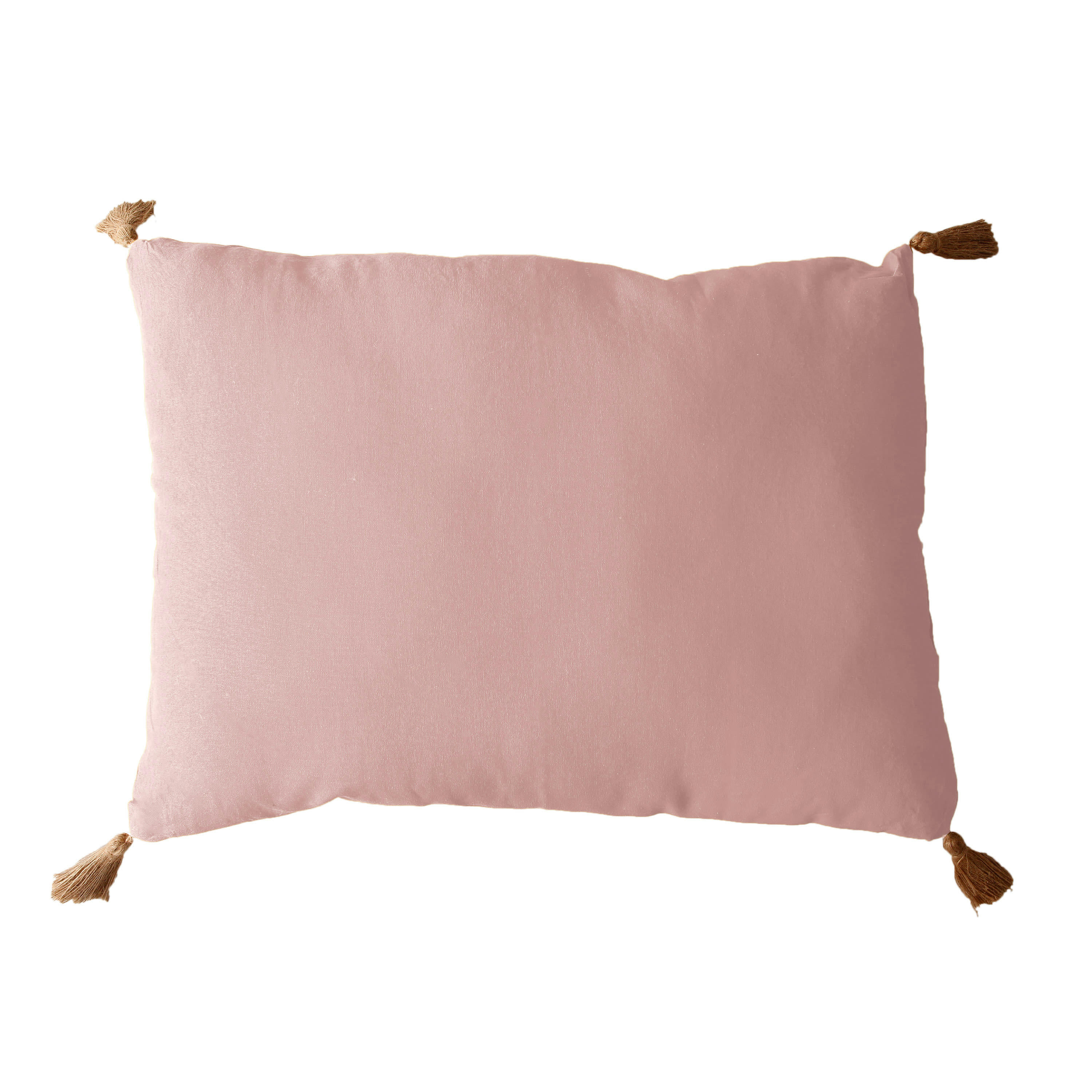 PANAMA - Coussin avec pompons en jute coton rose 70x50