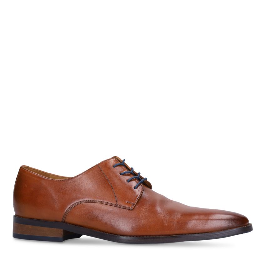 Manfield Cognac leren veterschoenen