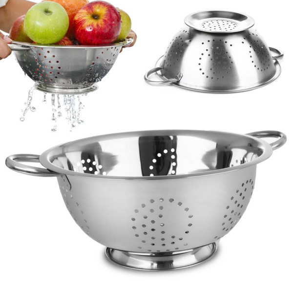Cedzak kuchenny stalowy durszlak z uchwytami 24 cm