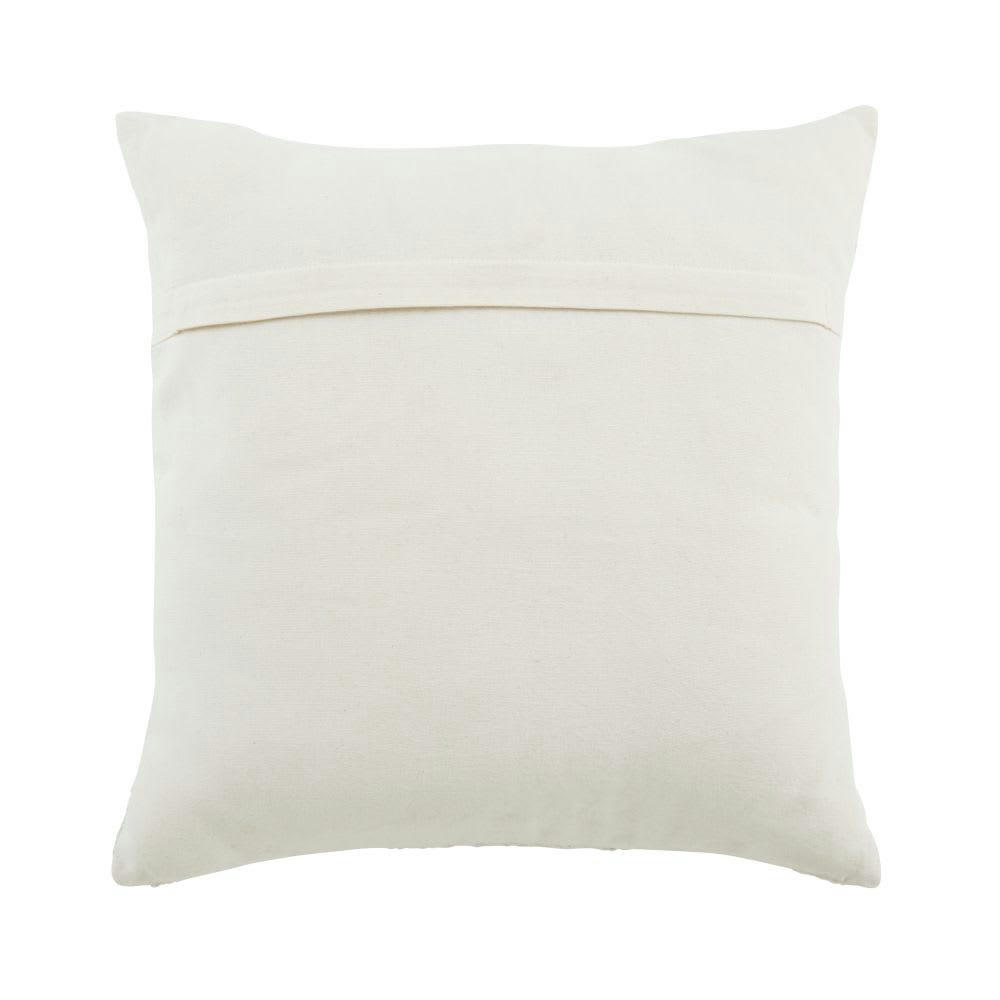 PULLY - Coussin en coton recyclé écru motif tufté marron 45x45