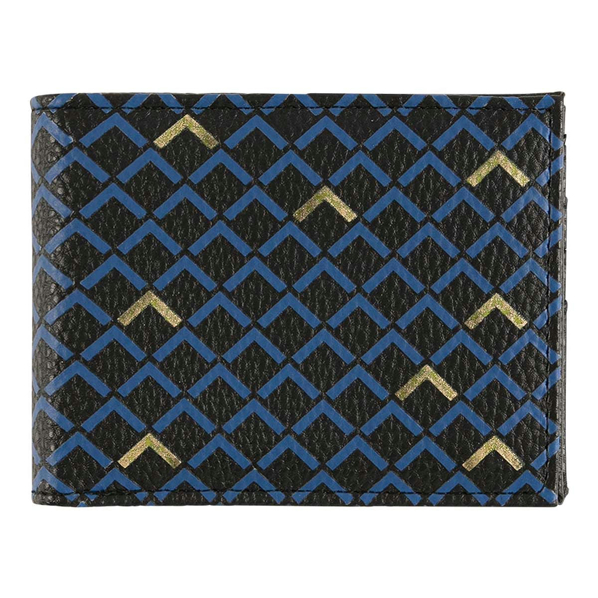 - Portefeuille Homme - Motifs Graphiques - Bleu Noir Doré