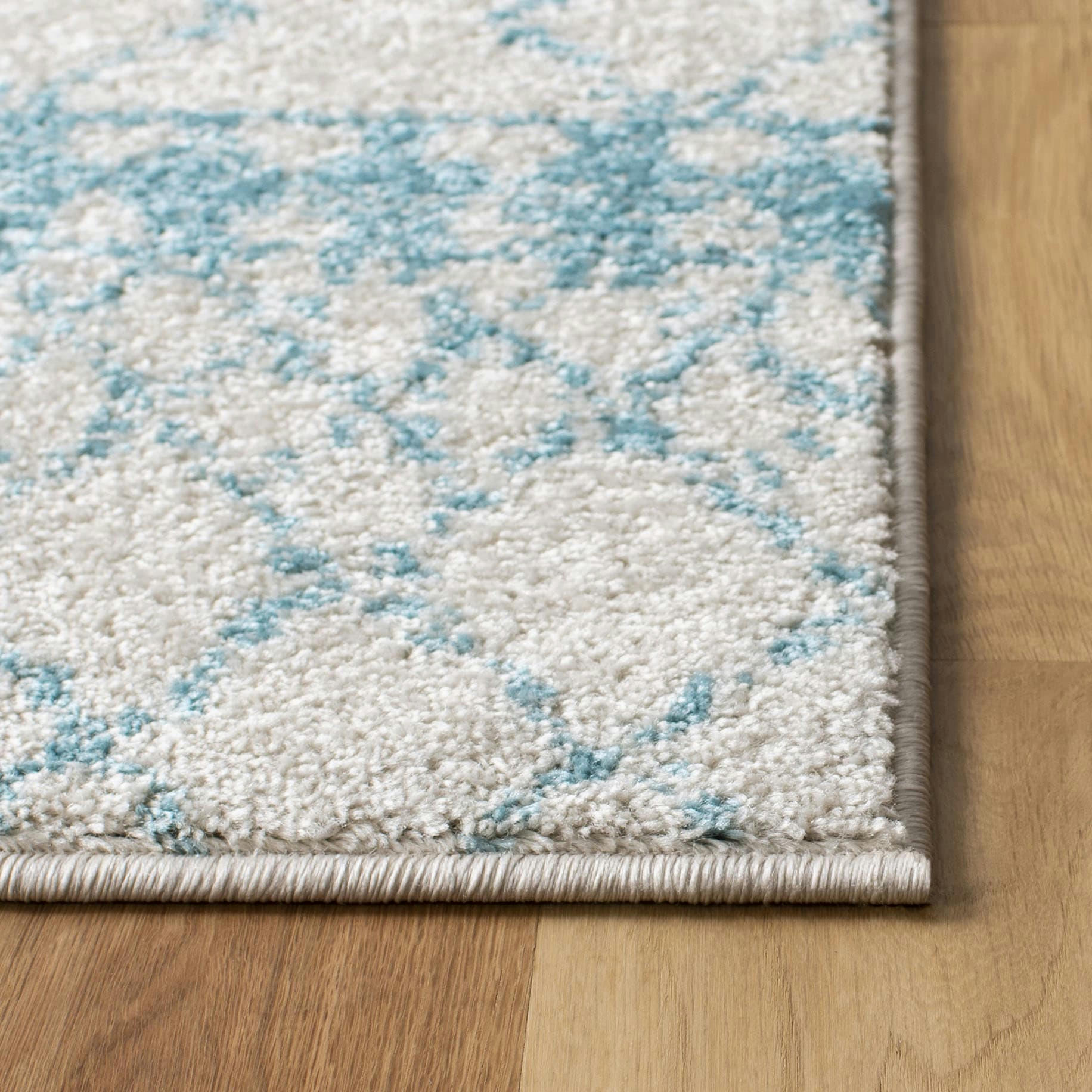 TULUM - Tapis de salon interieur en ivoire & turquoise, 183 x 274 cm