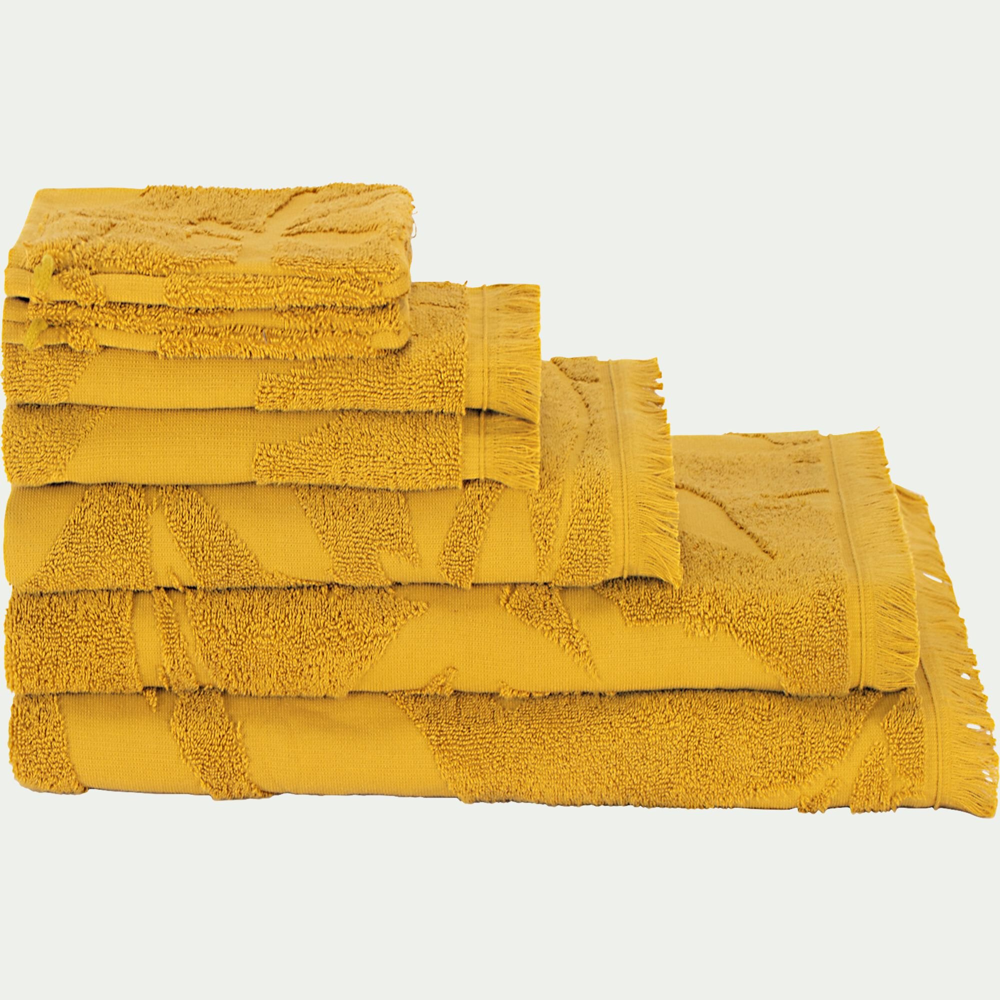 RYAD - Lot de 2 gants de toilette en coton - jaune argan