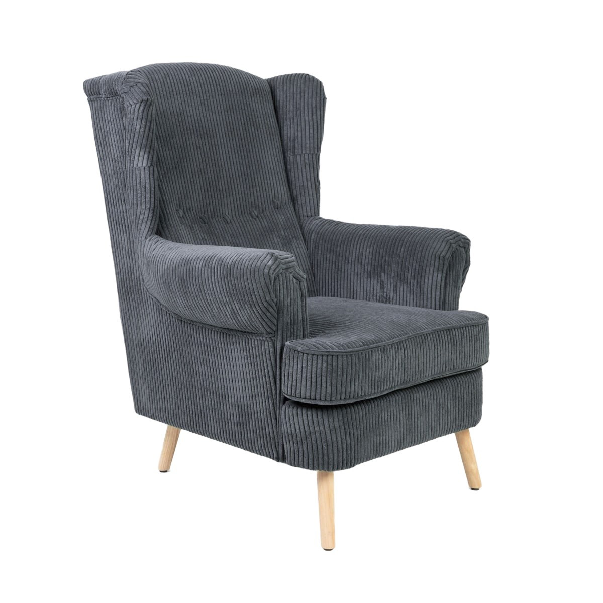 Fotel FOSSBY FASO sztruksowy szary 86x85x108 cm HOMLA