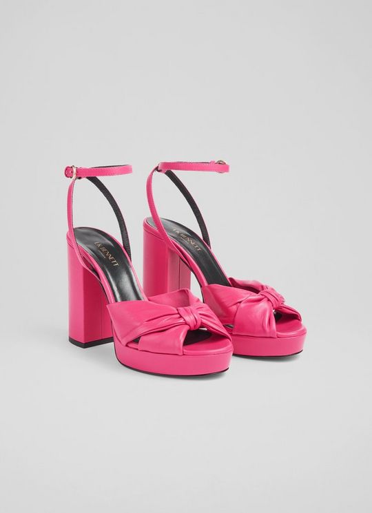 Amanda Pink Leather Platform Sandals