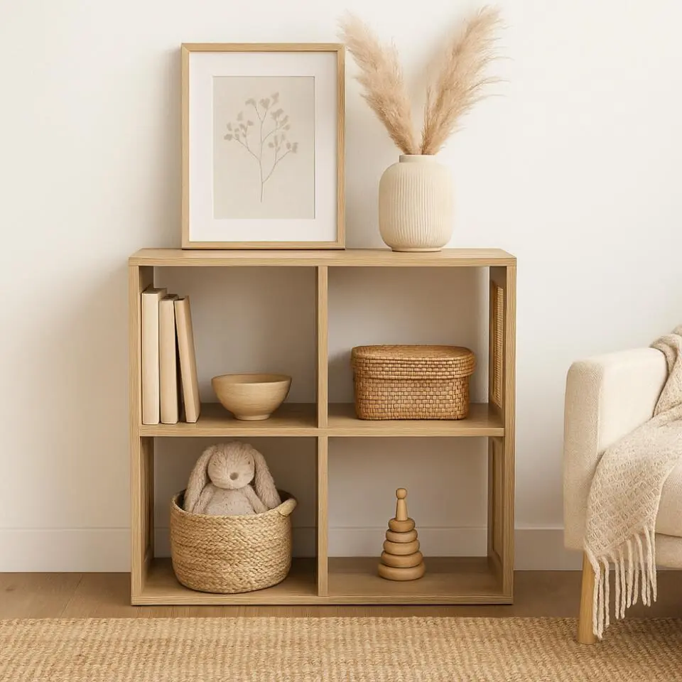 MISOU Wandkast 4 Vakken Bali - Bruin