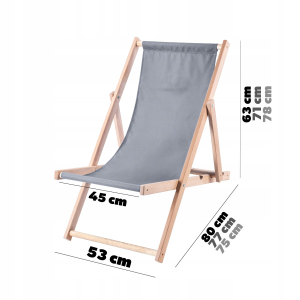 Leżak Drewniany Składany Plażowy Fotel Ogrodowy