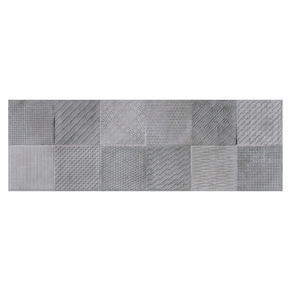 Carrelage mural intérieur effet béton anthracite décor carrés texturés L.90 x l.30 cm x ép.8 mm, Pavlos