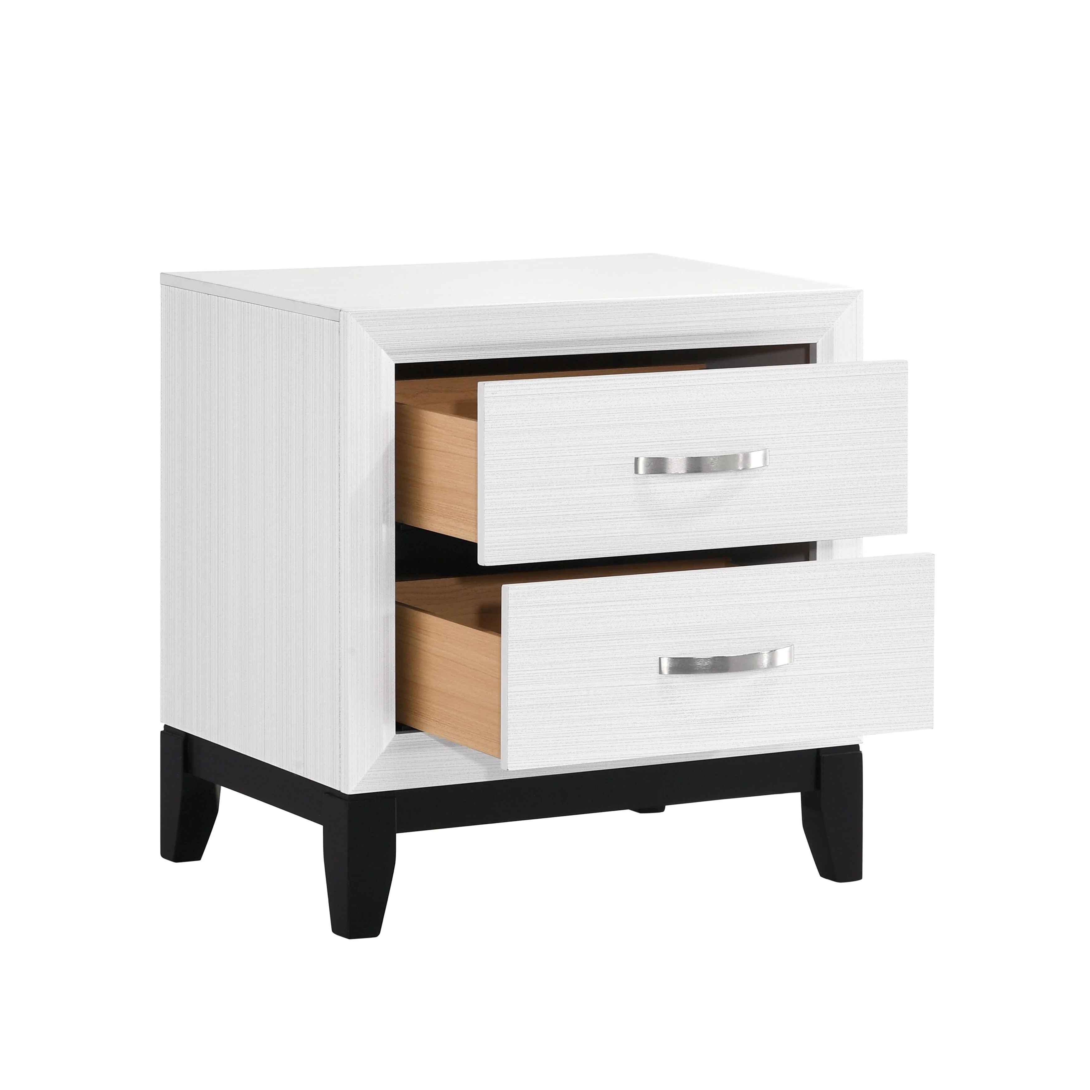 Modern Contemporary Storage Nightstand of 2x Drawers 1pc Wooden Bedroom Furniture