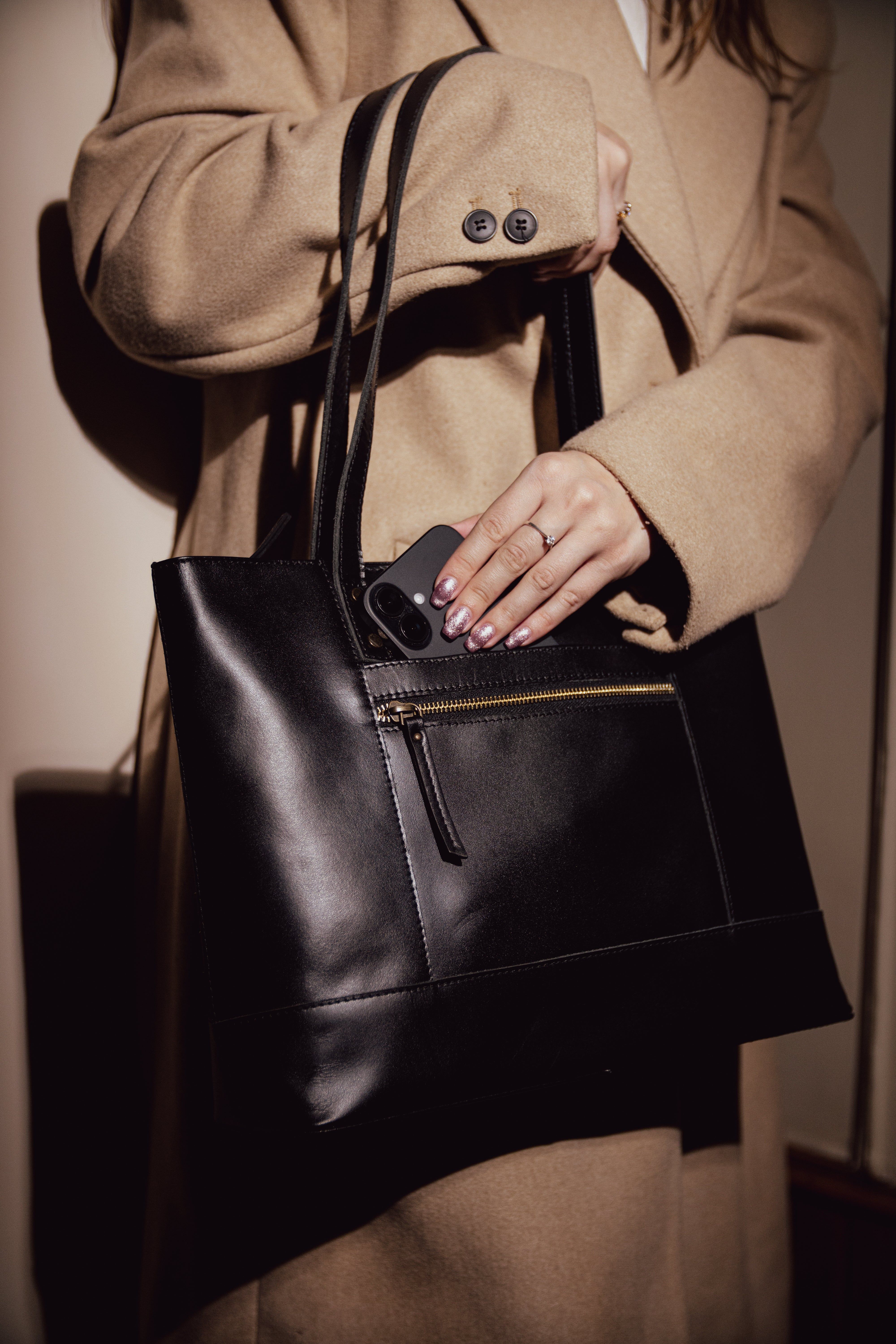 Assots London MILLIE' Real Leather Designer Tote Work Bag
