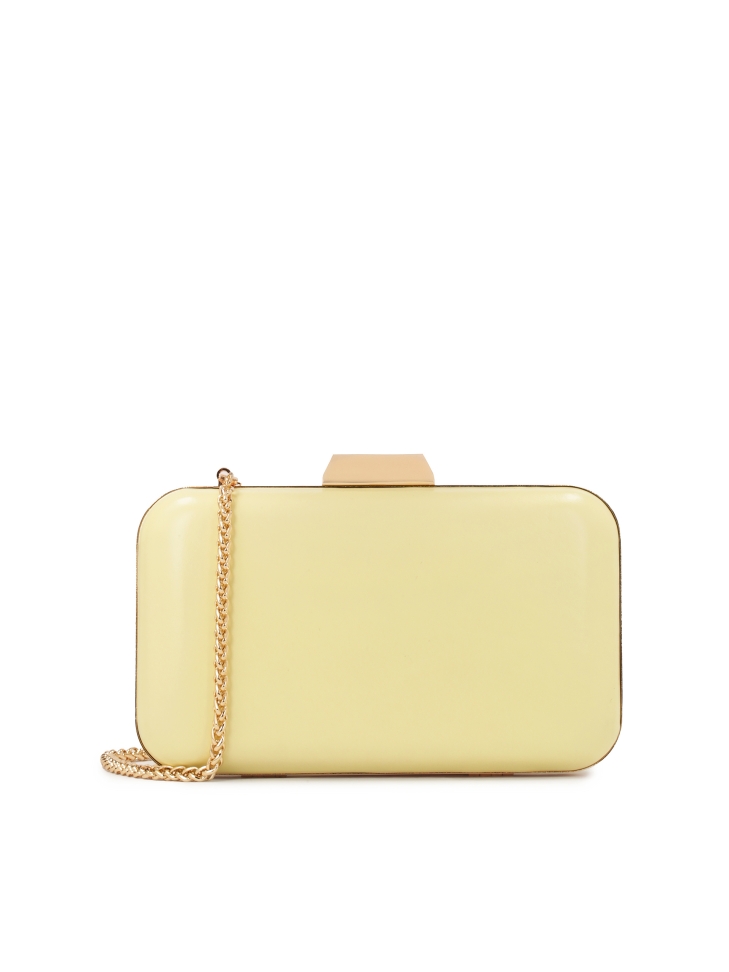 Bright yellow pouch box bag with chain