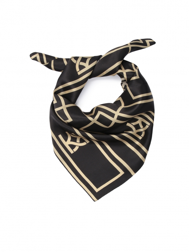 Black silk neckerchief in a golden pattern