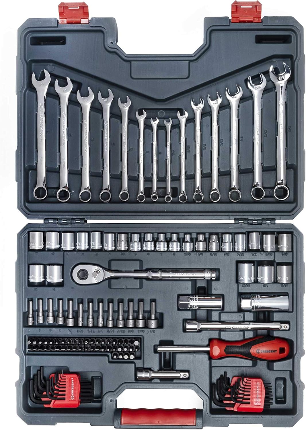 Crescent 128 Piece 3/8 Drive 12 Point Standard SAE/Metric Mechanics Tool Set - CTK128C