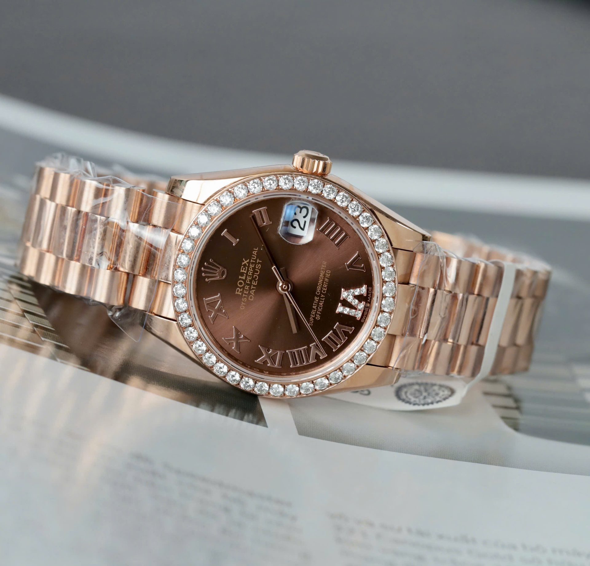 Rolex Datejust 278285rbr-0016 RG Plated Chocolate Dial With Diamonds 31mm Super Clone