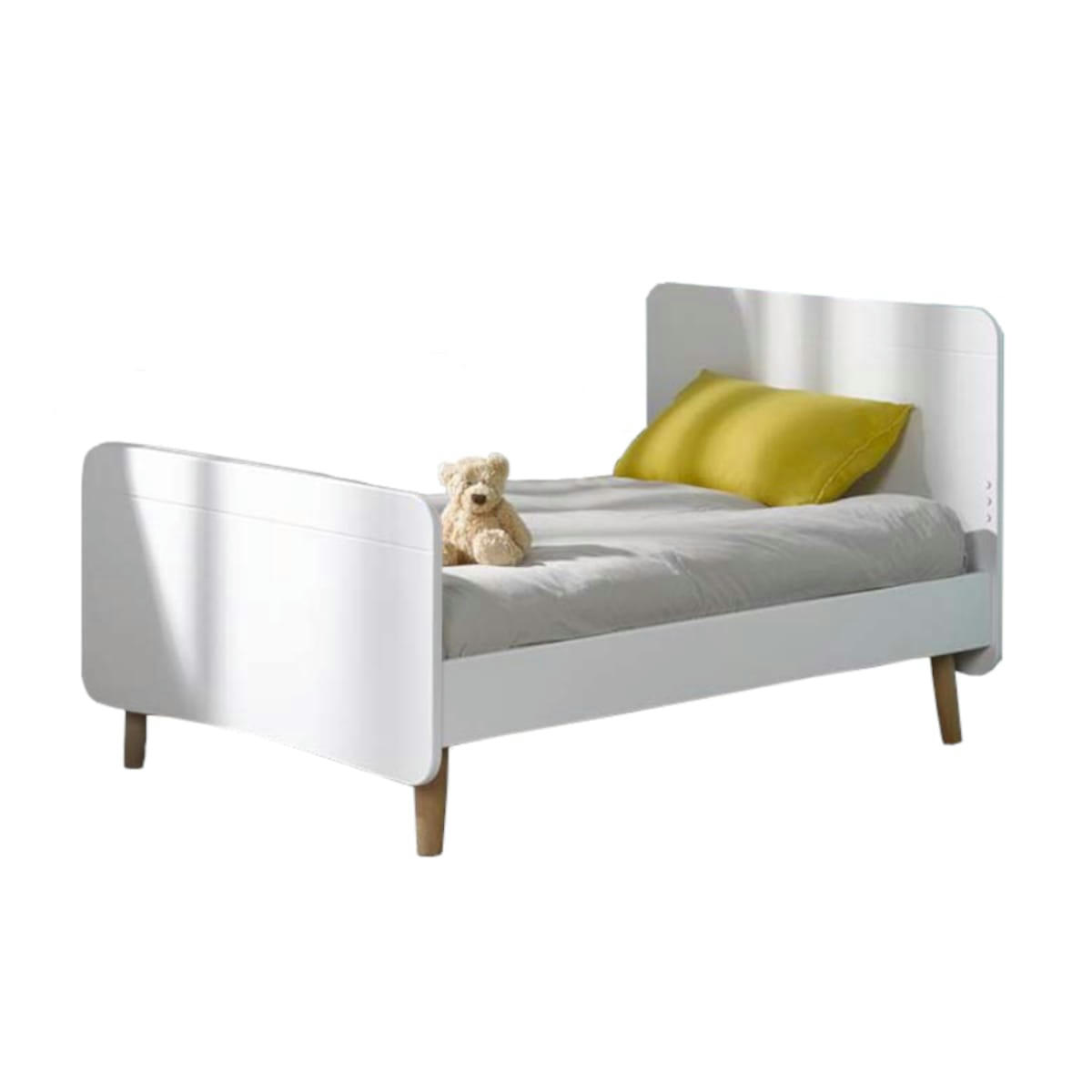 SPIKE - Lit évolutif avec pieds 90x190 cm bois massif blanc