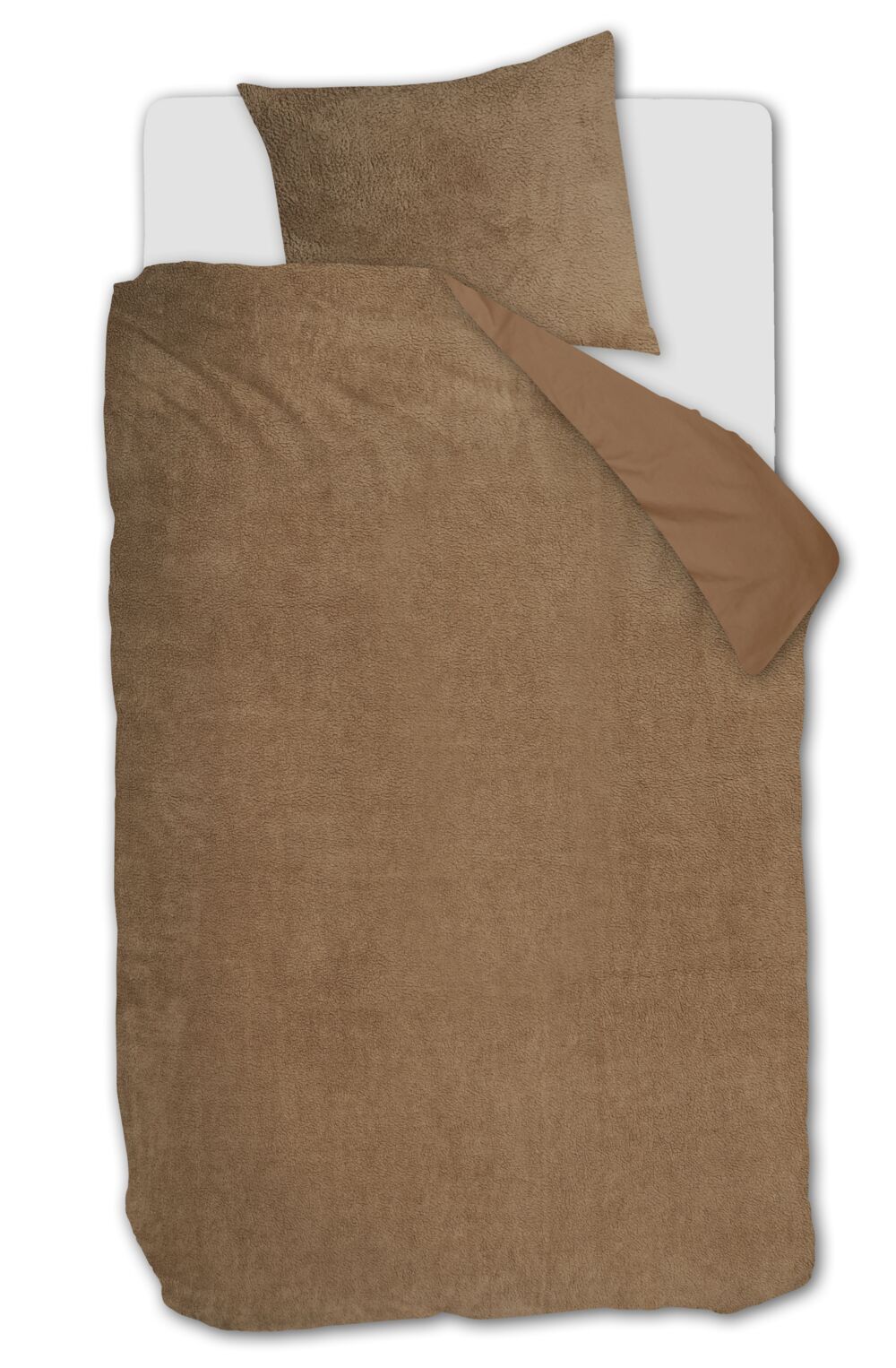 Ambiante Plush Teddy dekbedovertrek - Eenpersoons - 140x200/220 - Bruin