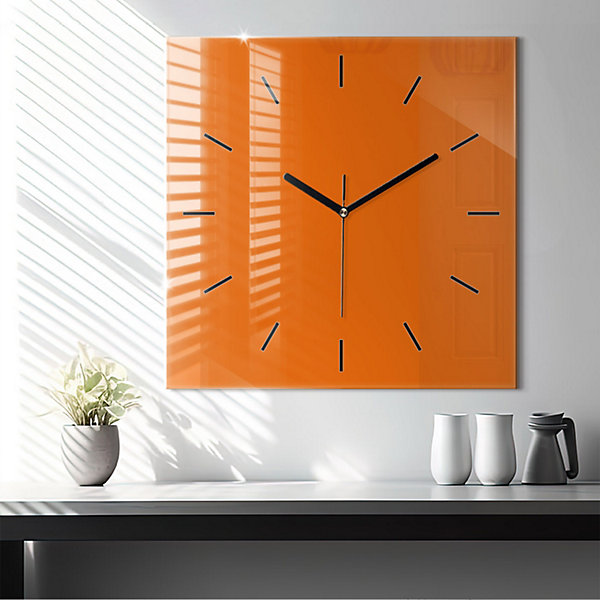 Horloge murale Wallfluent 60x60 cm Aiguilles noires Orange 1 pcs