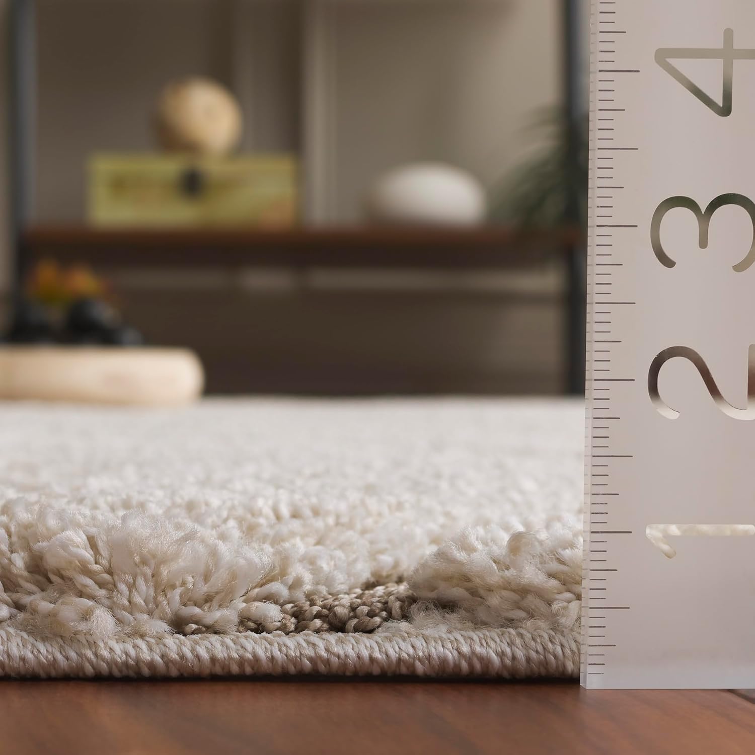 SAFAVIEH Florida Shag Collection Area Rug - 9'6 x 13', Cream & Beige, Non-Shedding & Easy Care, 1.2-inch Thick Ideal for High Traffic Areas in Living Room, Bedroom (SG471-1113)