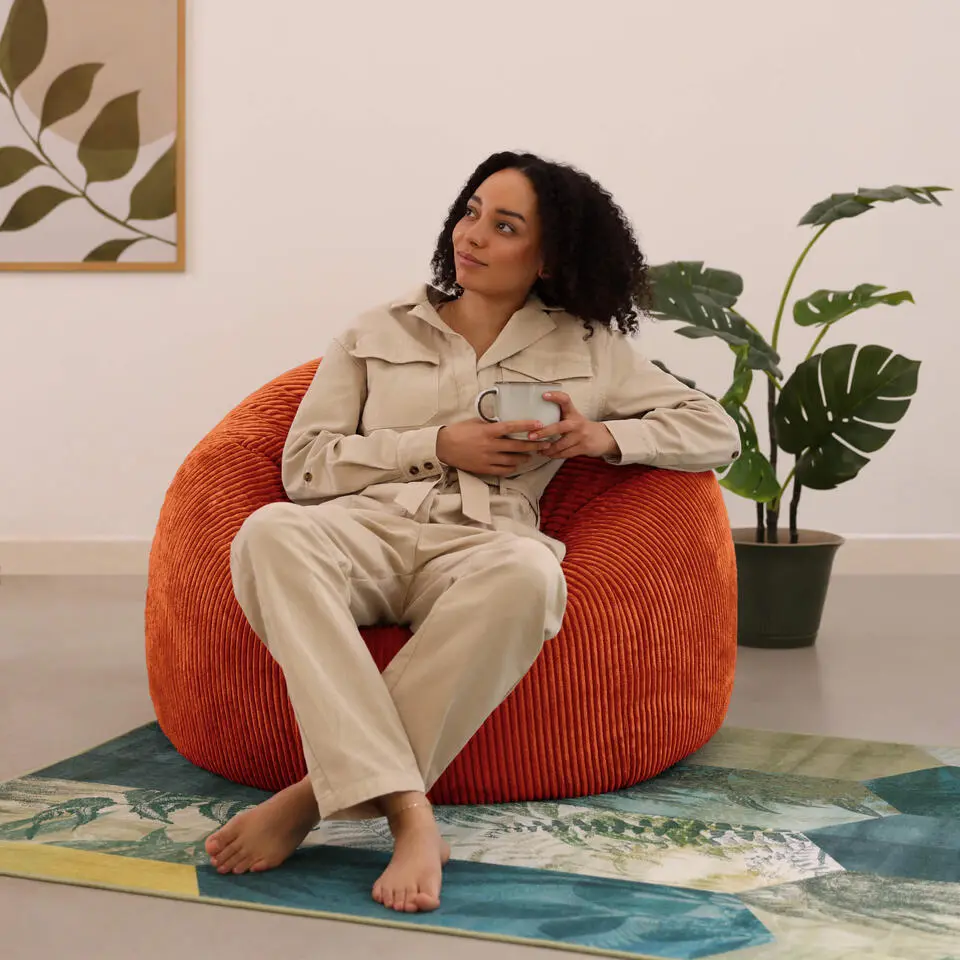 Set van 2 icon Zitzak Kingston - Corduroy Zitzak Volwassenen - Oranje