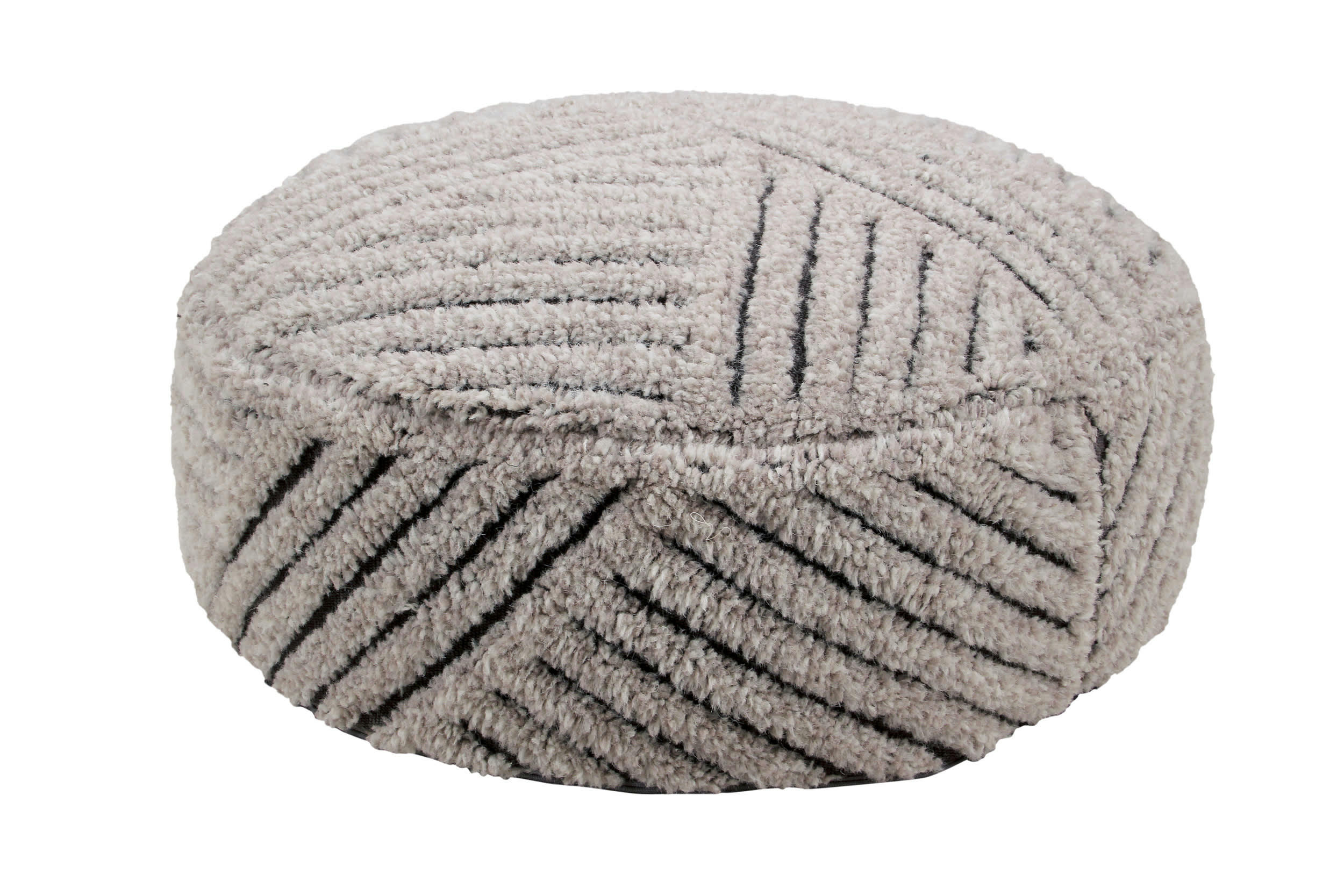 FIELDS - Pouf laine texturé gris foncé D70cm