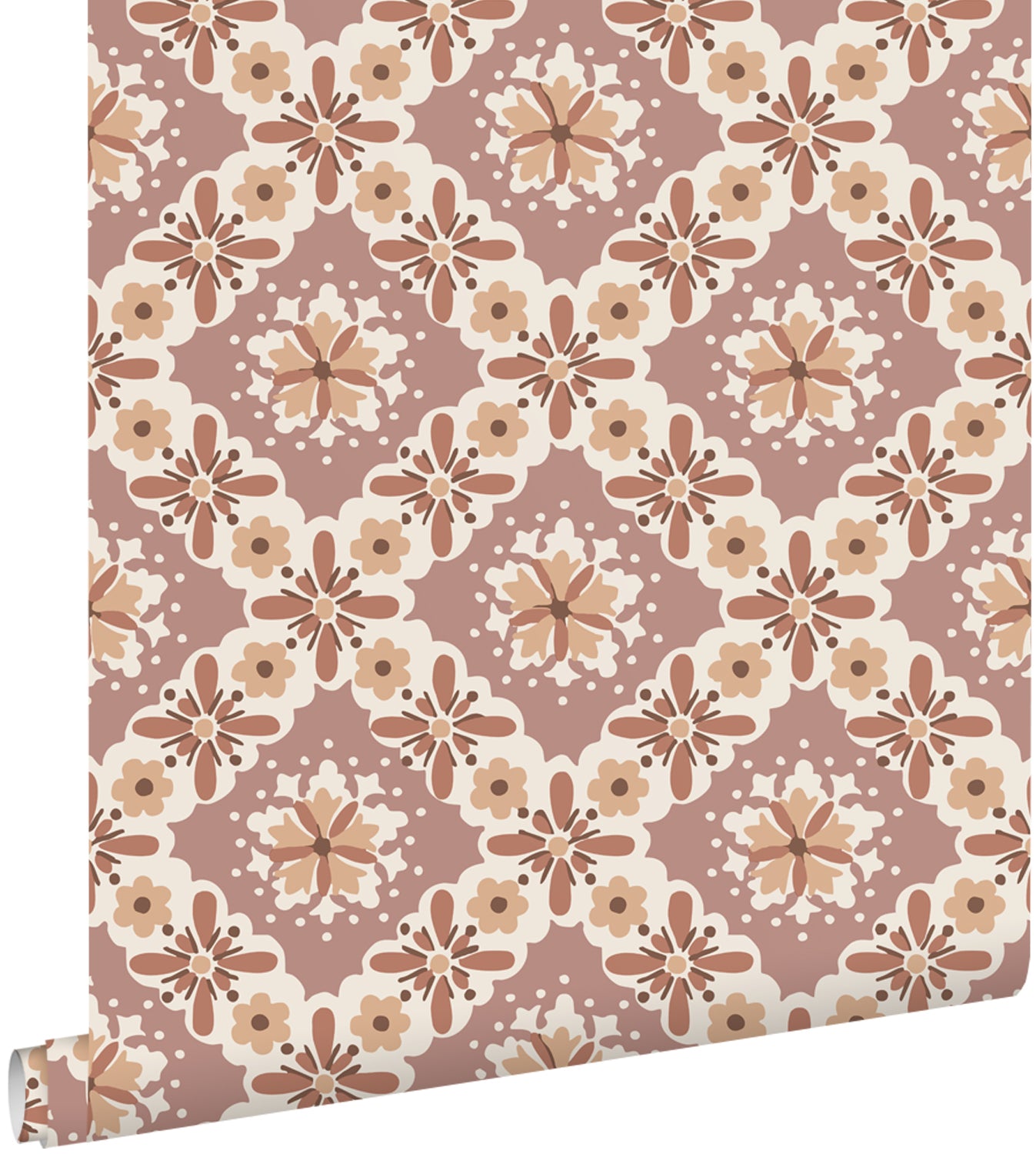 ESTAhome behang vintage bloemen mauve paars en bruin - 50 x 900 cm - 131501