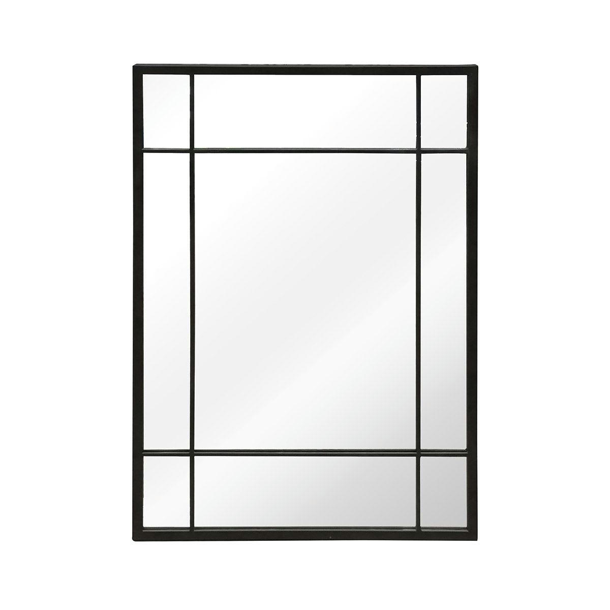 WALLIS - Miroir Art Déco rectangulaire en métal noir 97 x 67 cm