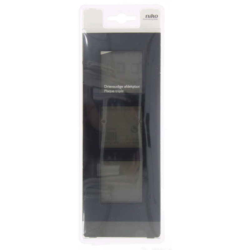 Plaque de recouvrement Intense triple verticale Matt Black NIKO