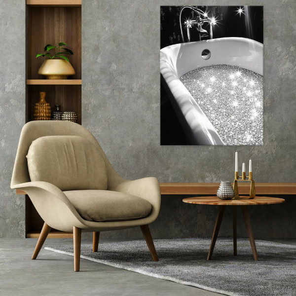Obraz Do Łazienki Toalety Wc Czarny Srebrny Nowoczesny Na Płótnie 60X40