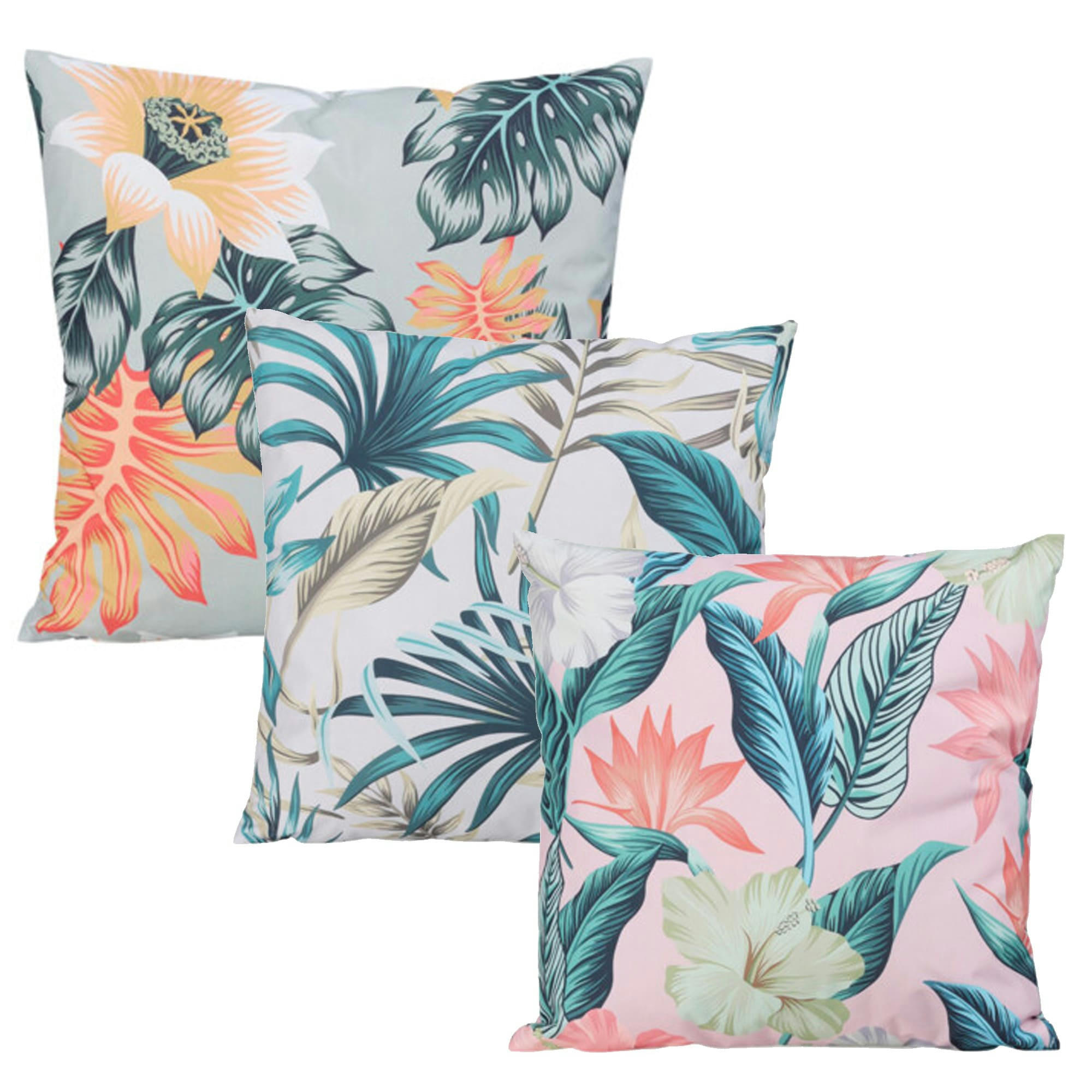 - Set de 3 coussins extérieurs feuillages 45x45cm