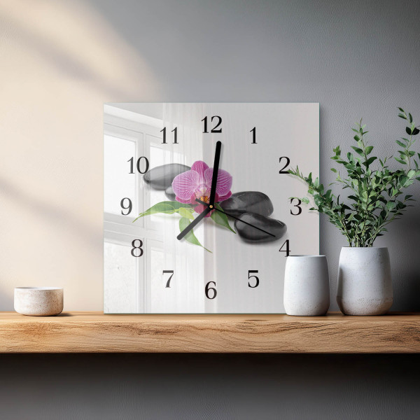 Artystyczny zegar 30x30 Orchidea zegar ścienny