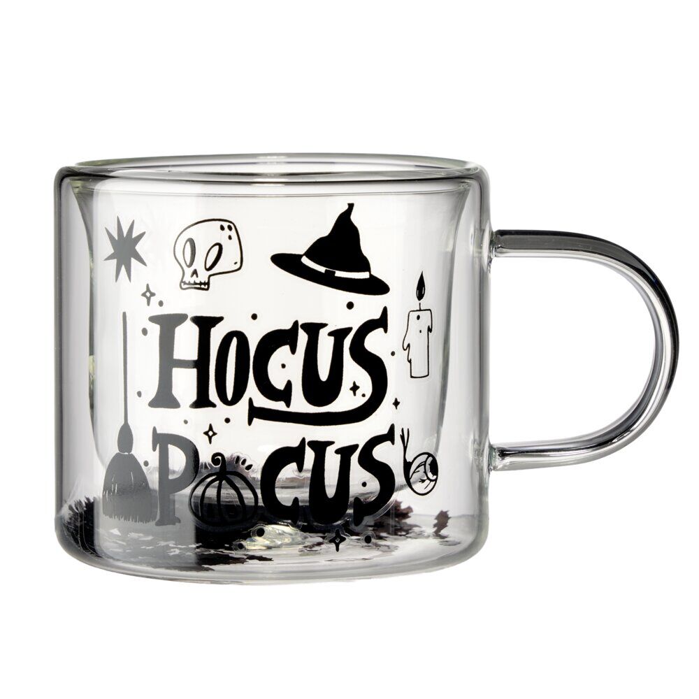 Mug Halloween double paroi 25cl Hocus Pocus verre noir 12,5x8,5xH10cm
