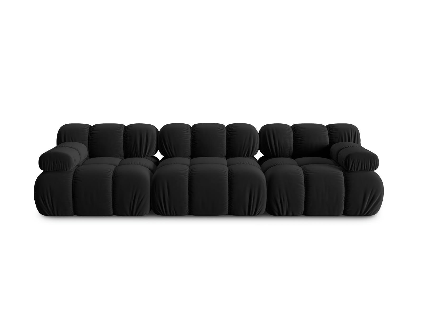 BELLIS - Canapé modulable 3 places en tissu velours noir