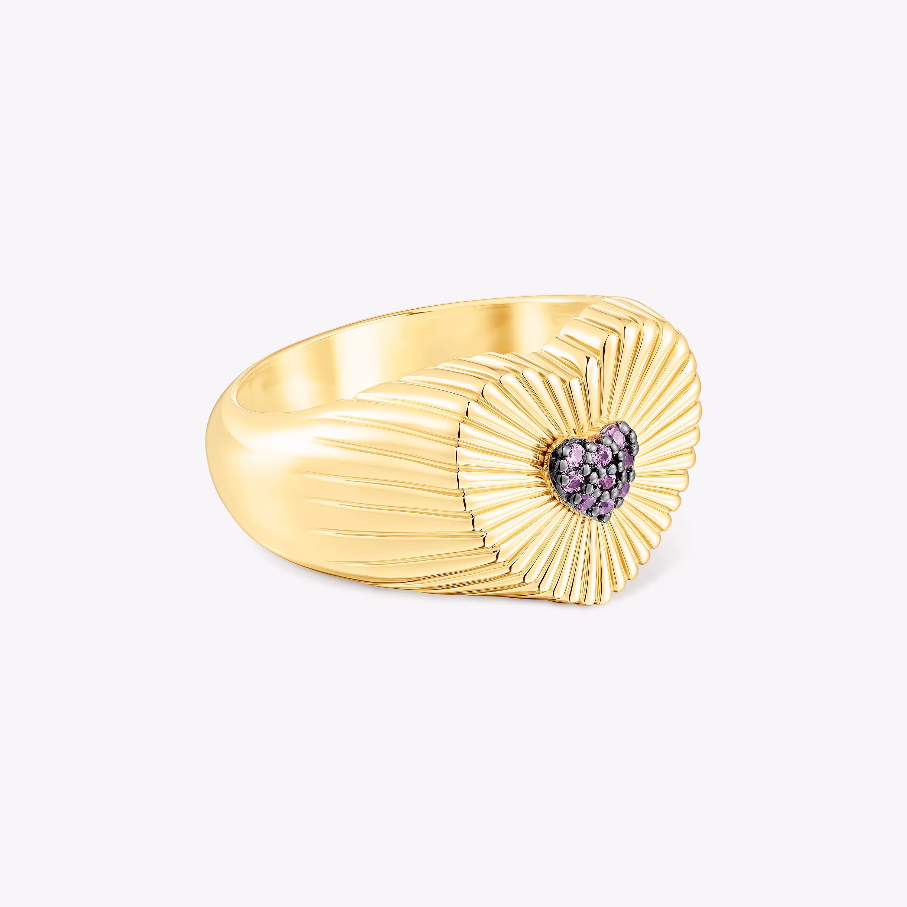 Sello de plata vermeil corazón con rodolitas Iris Motif